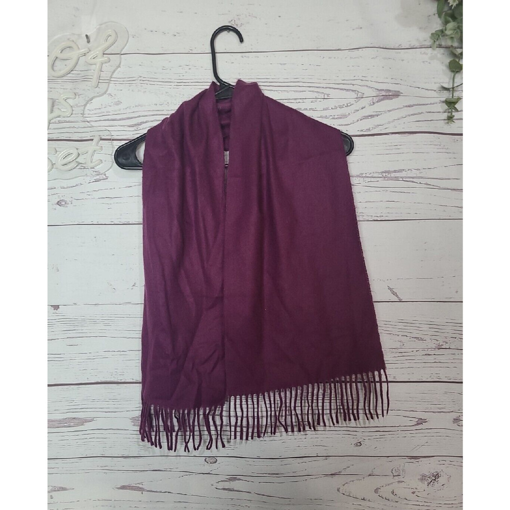 Vintage‎ Christian Dior Echarpes Purple Cashmaire 100% Acrylic Fringe Scarf